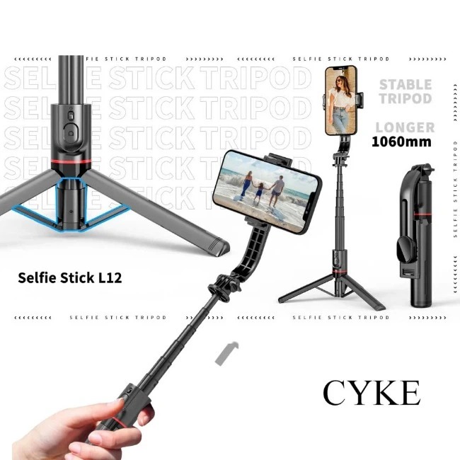 Gậy chụp hình màu đen Tripod Selfie Stick L12 BLT 1060mm