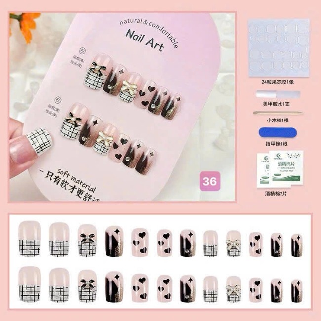 Set 24 móng đính đá kiểu keo