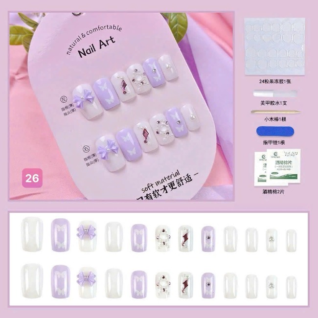 Set 24 móng đính đá kiểu keo