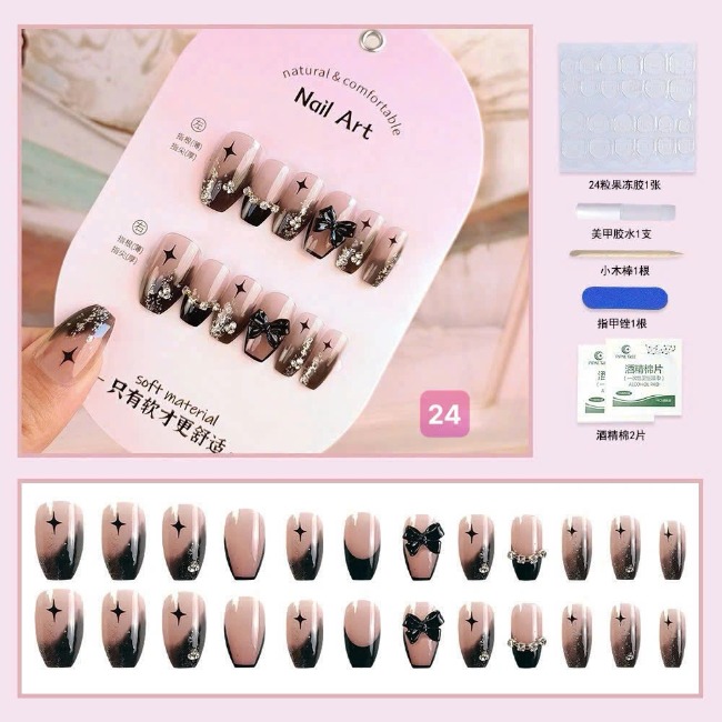 Set 24 móng đính đá kiểu keo