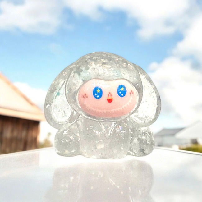 Charm kim tuyến Cún đốm trong suốt dễ thương 3x4cm