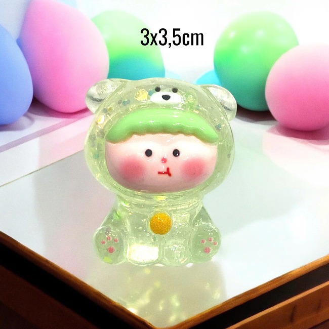 Charm kim tuyến Cún ngồi phát sáng trong suốt dễ thương 3x3,5cm