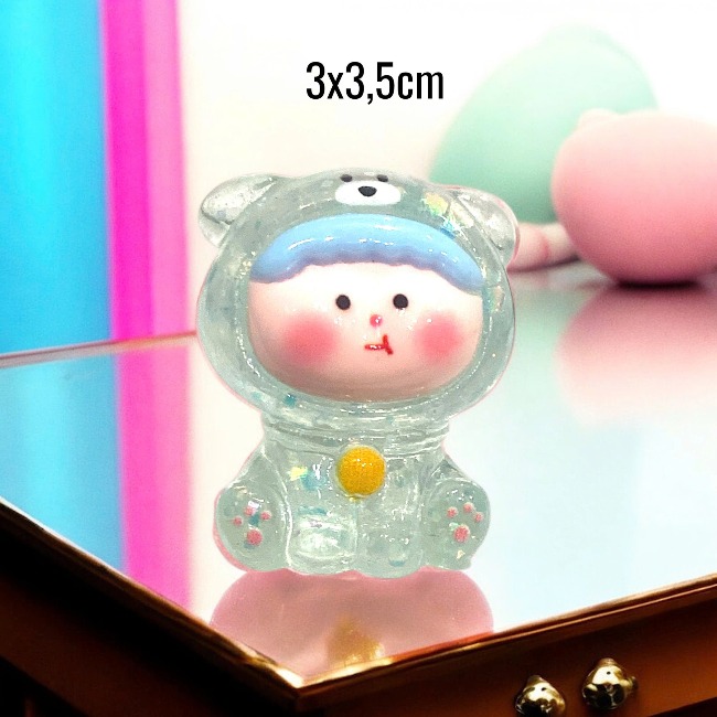 Charm kim tuyến Cún ngồi phát sáng trong suốt dễ thương 3x3,5cm