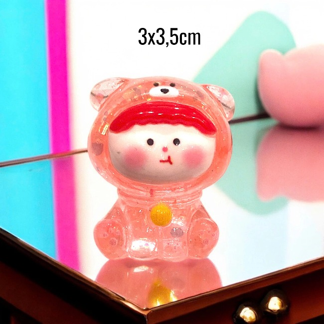 Charm kim tuyến Cún ngồi phát sáng trong suốt dễ thương 3x3,5cm