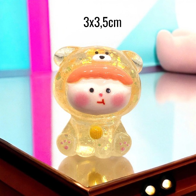 Charm kim tuyến Cún ngồi phát sáng trong suốt dễ thương 3x3,5cm