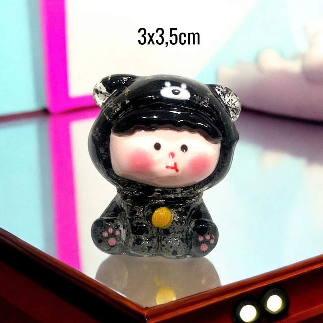 Charm kim tuyến Cún ngồi phát sáng trong suốt dễ thương 3x3,5cm