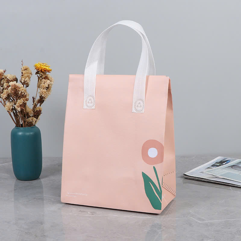 Túi giữ nhiệt 2 lớp miệng gấp họa tiết hoa 21*26*11cm