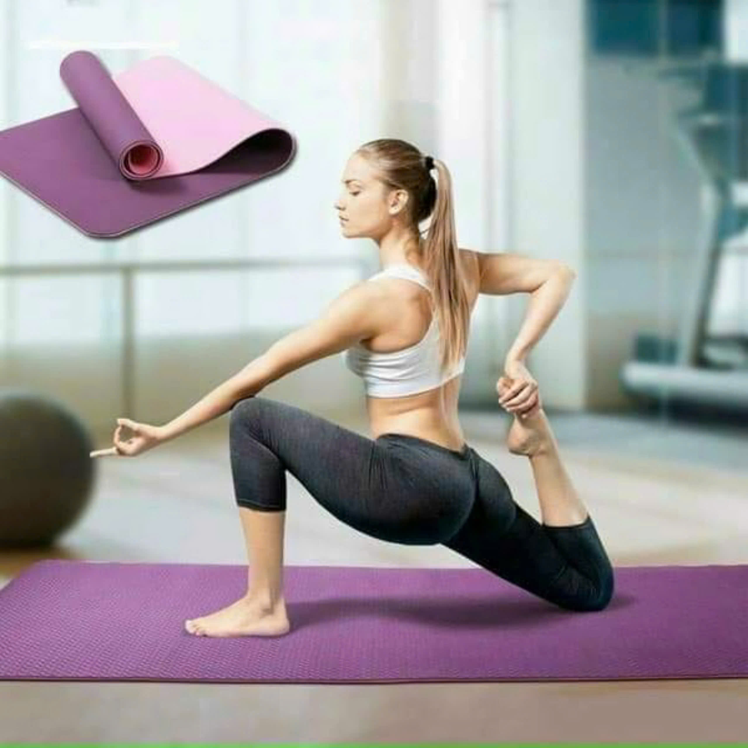 Thảm tập Yoga 2 lớp chống trơn trượt 6mm 183cm x 61cm