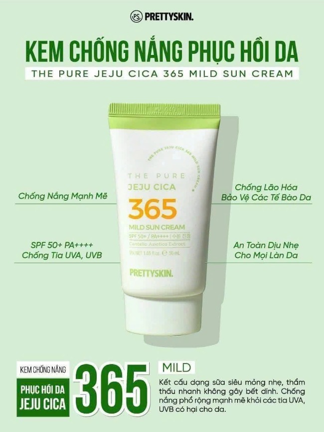 Kem Chống Nắng Prettyskin The Pure Jeju Cica 365 Mild Sun Cream 50ml