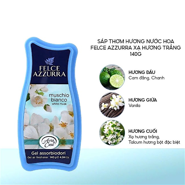 13.8 Sáp thơm phòng hương nước hoa Ý Felce Azzurra 140g