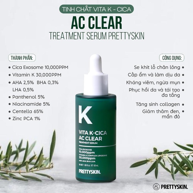 Tinh Chất PrettySkin Vita K-Cica AC Clear Treatment Serum 50ml
