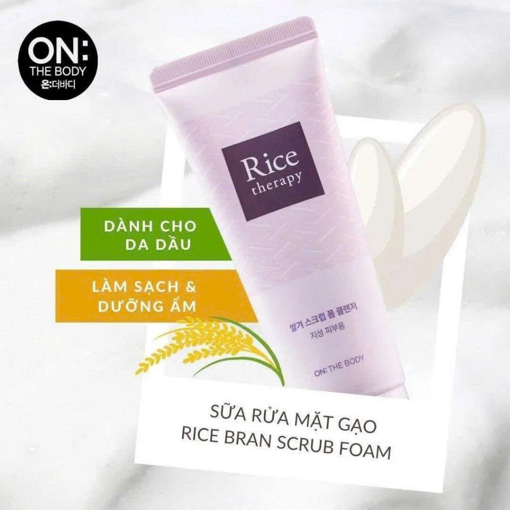 16.10 Sữa rửa mặt  On the body Rice therapy Rice Bran Scrub  Foam Cleanser 150ml