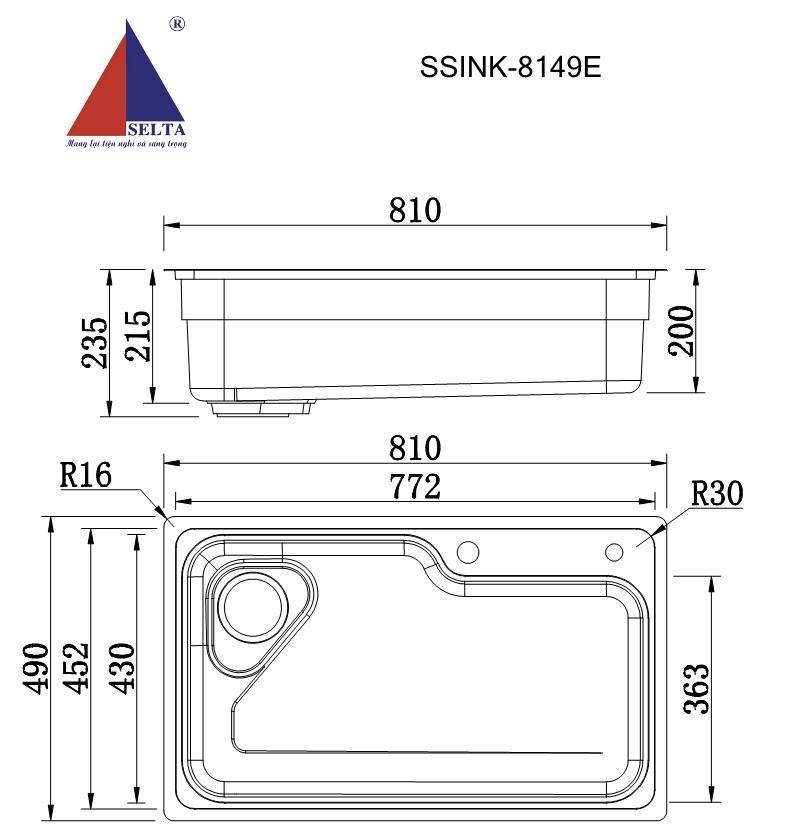 SSINK-8149E Chậu Bếp SUS304