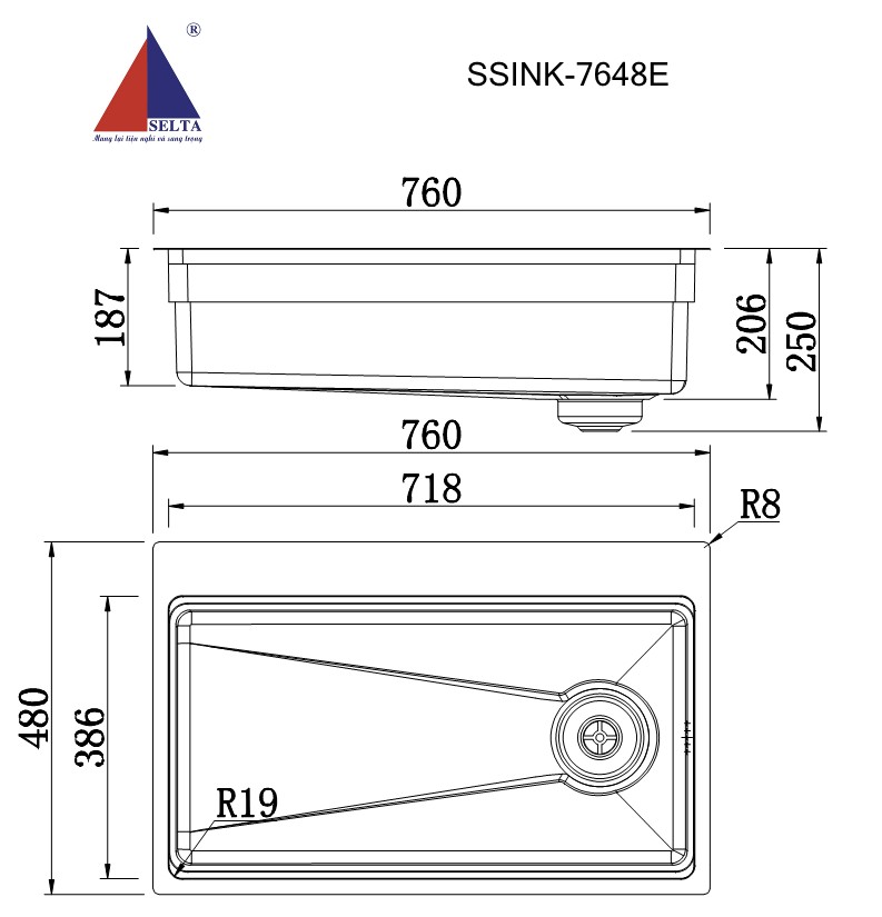 SSINK-7648E Chậu Bếp SUS304