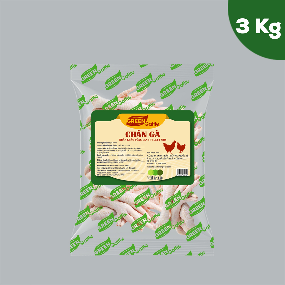 Chân gà nhập khẩu đông lạnh Green Cattle (túi 1kg - 3kg - 5kg) - Brazil