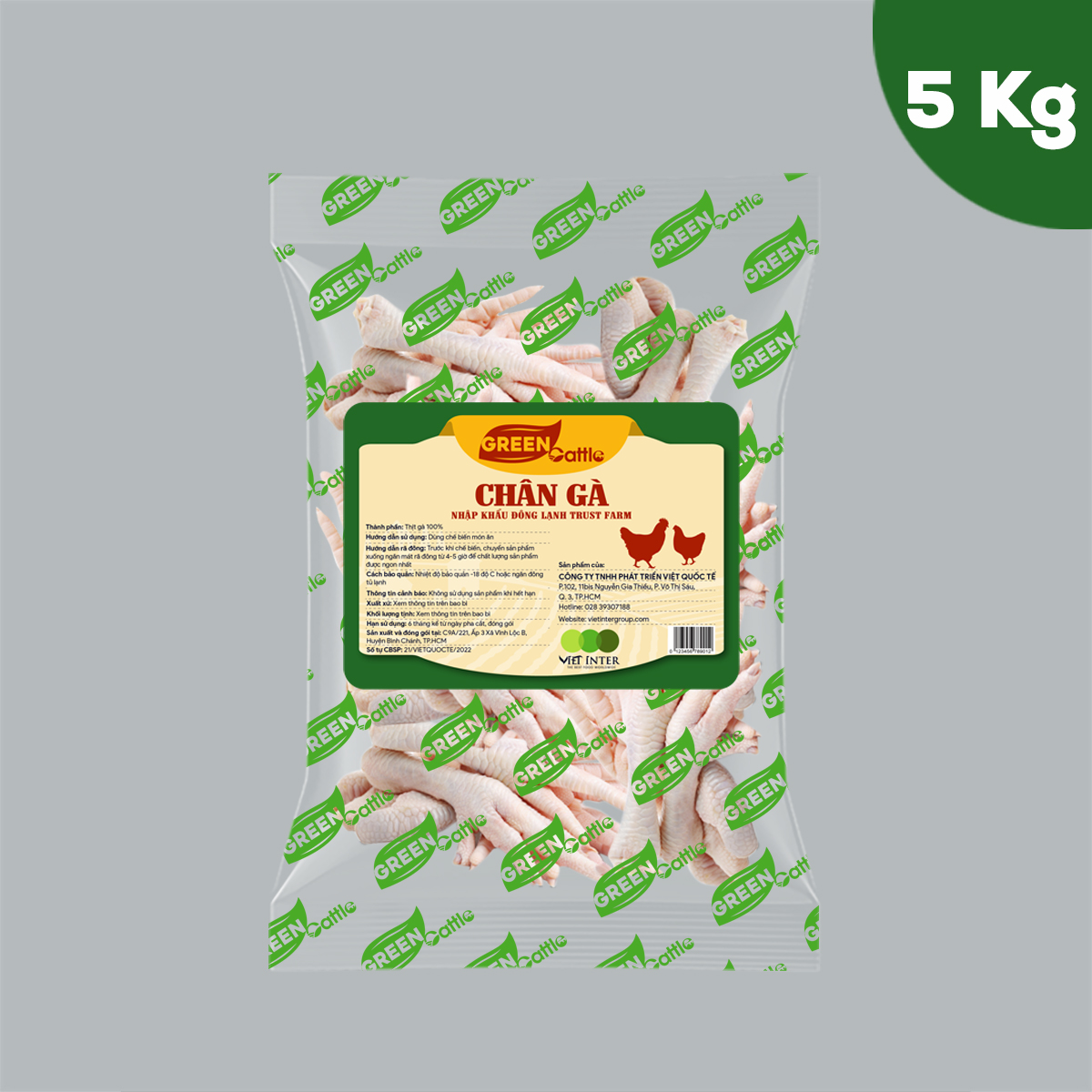 Chân gà nhập khẩu đông lạnh Green Cattle (túi 1kg - 3kg - 5kg) - Brazil