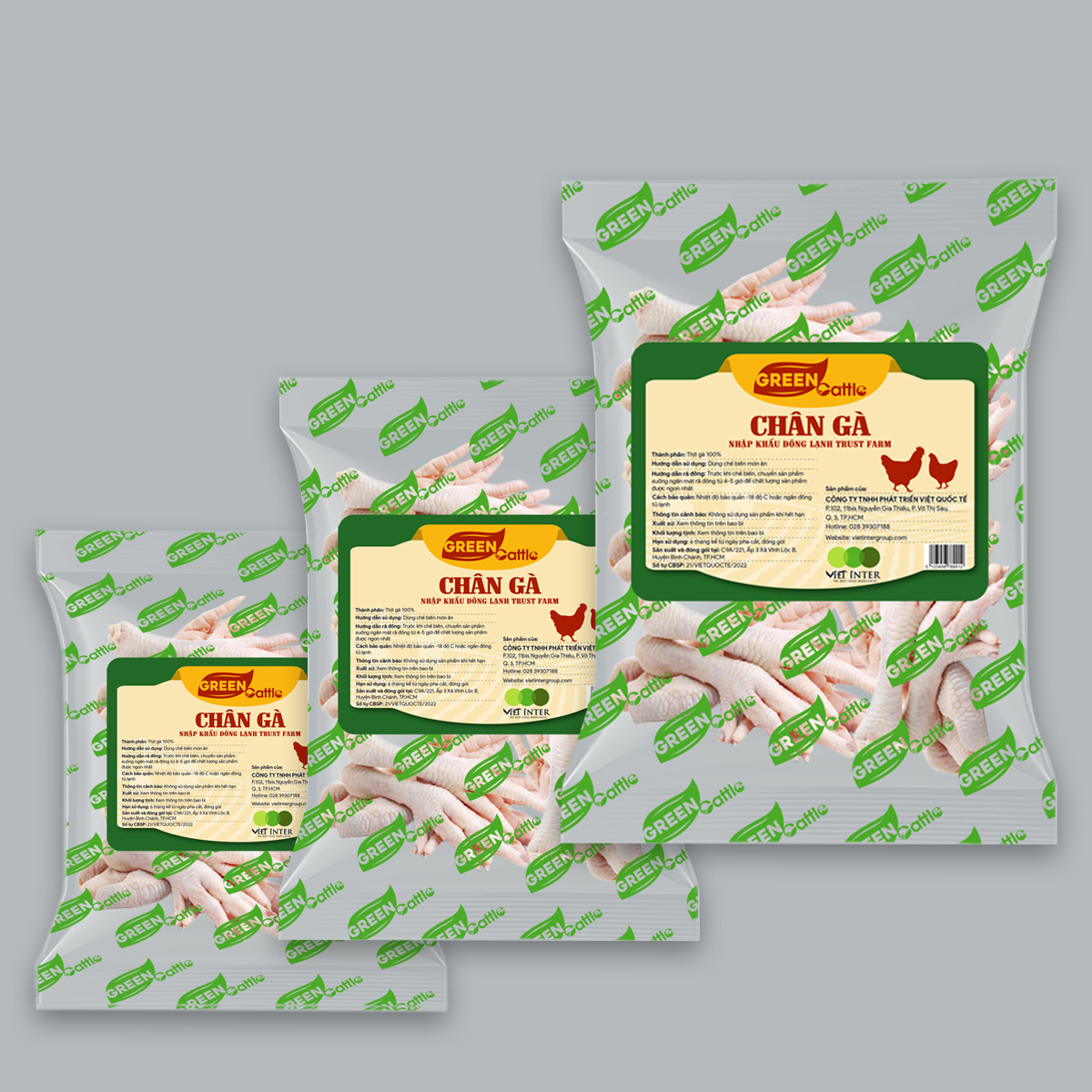 Chân gà nhập khẩu đông lạnh Green Cattle (túi 1kg - 3kg - 5kg) - Brazil