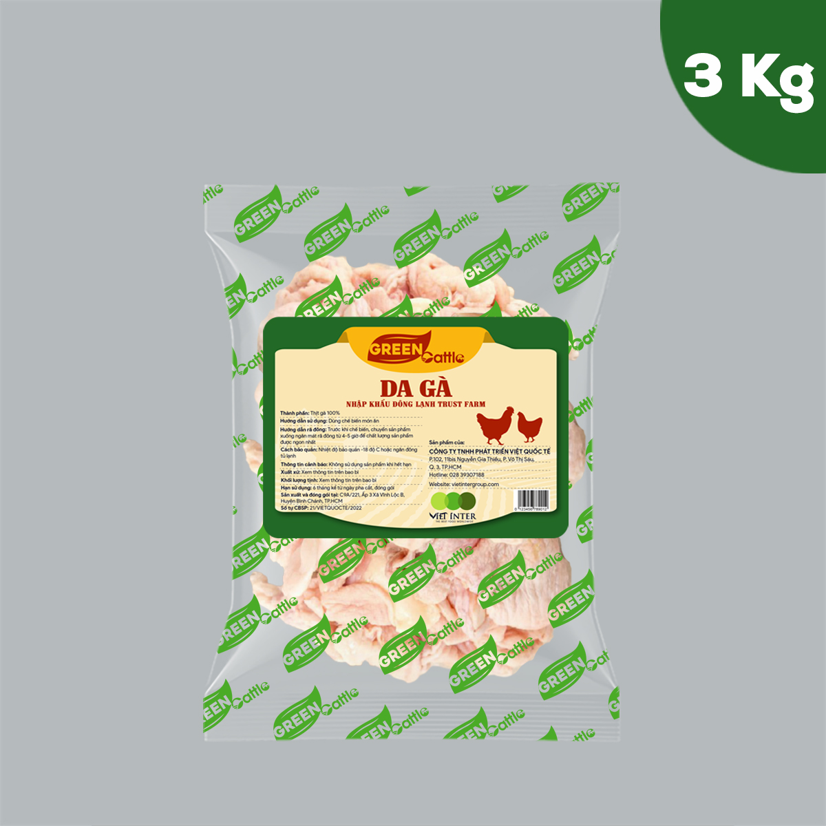 Da gà nhập khẩu đông lạnh Green Cattle (túi 1kg - 3kg - 5kg) - Brazil