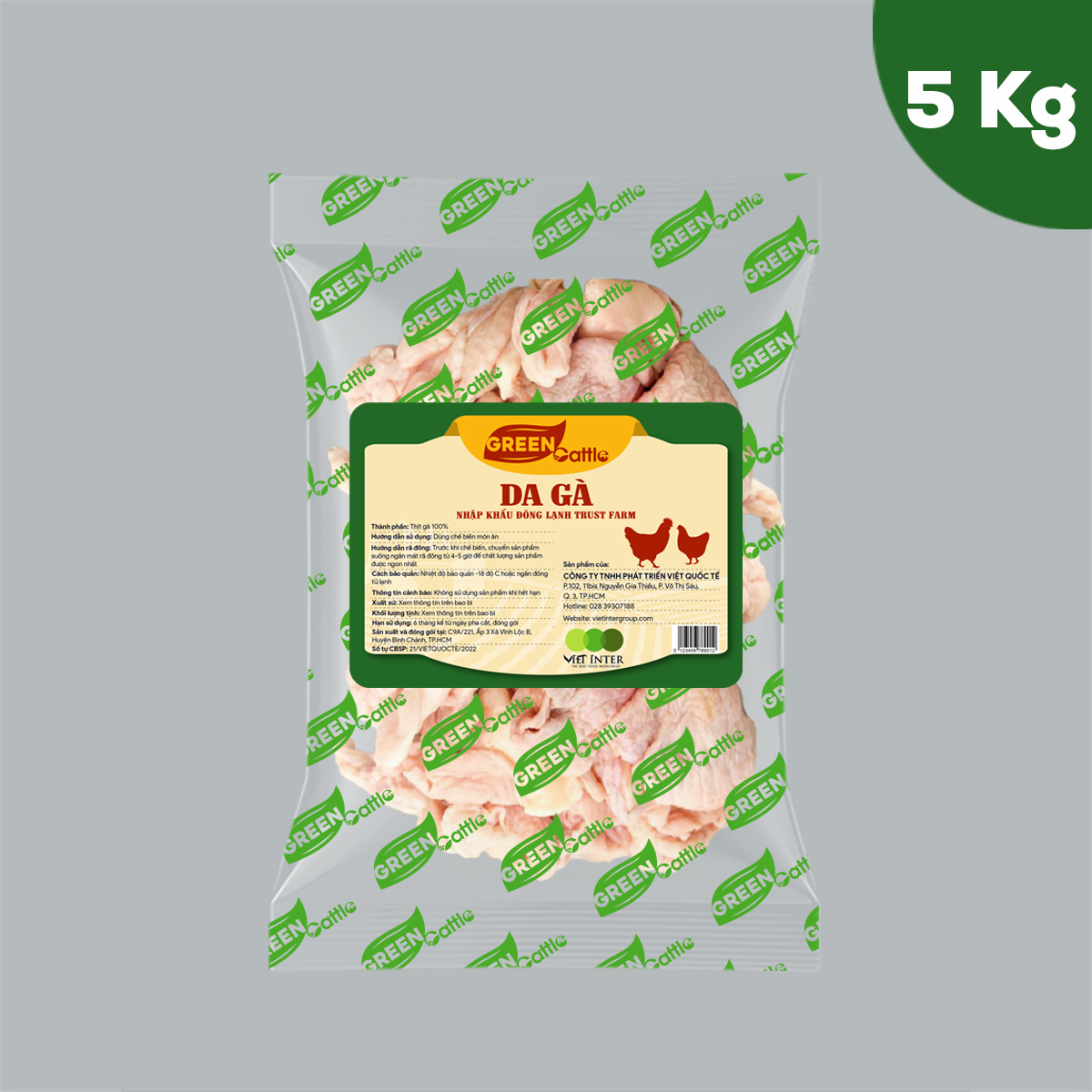 Da gà nhập khẩu đông lạnh Green Cattle (túi 1kg - 3kg - 5kg) - Brazil