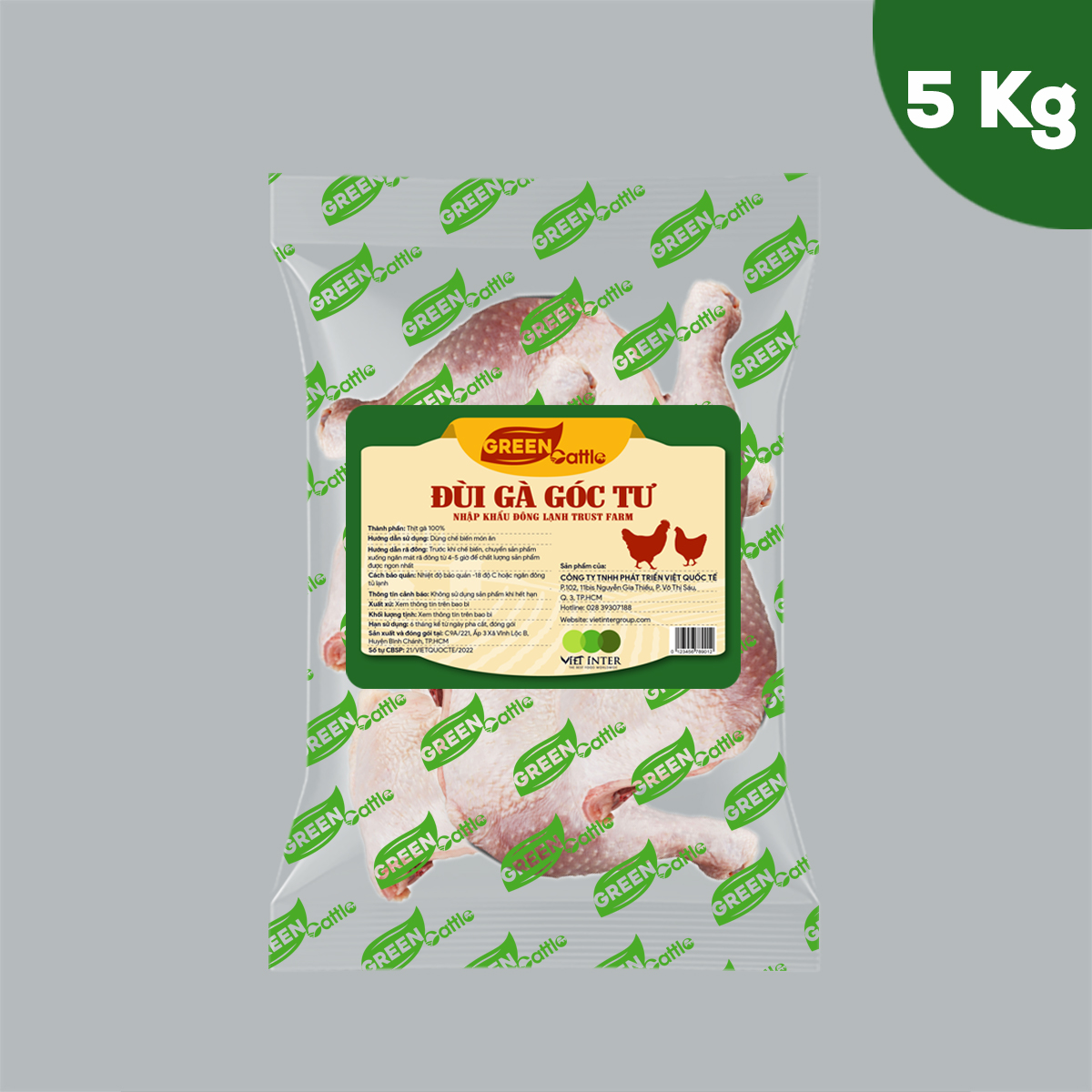Đùi gà góc tư nhập khẩu đông lạnh Green Cattle (túi 1kg - 3kg - 5kg) - Mỹ