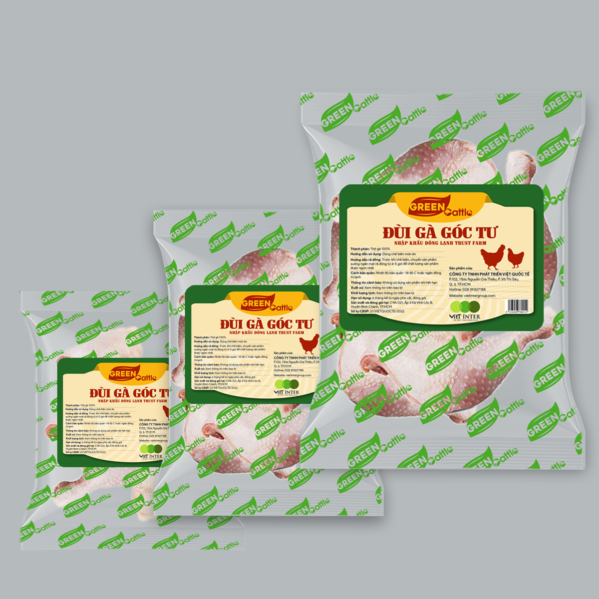 Đùi gà góc tư nhập khẩu đông lạnh Green Cattle (túi 1kg - 3kg - 5kg) - Mỹ