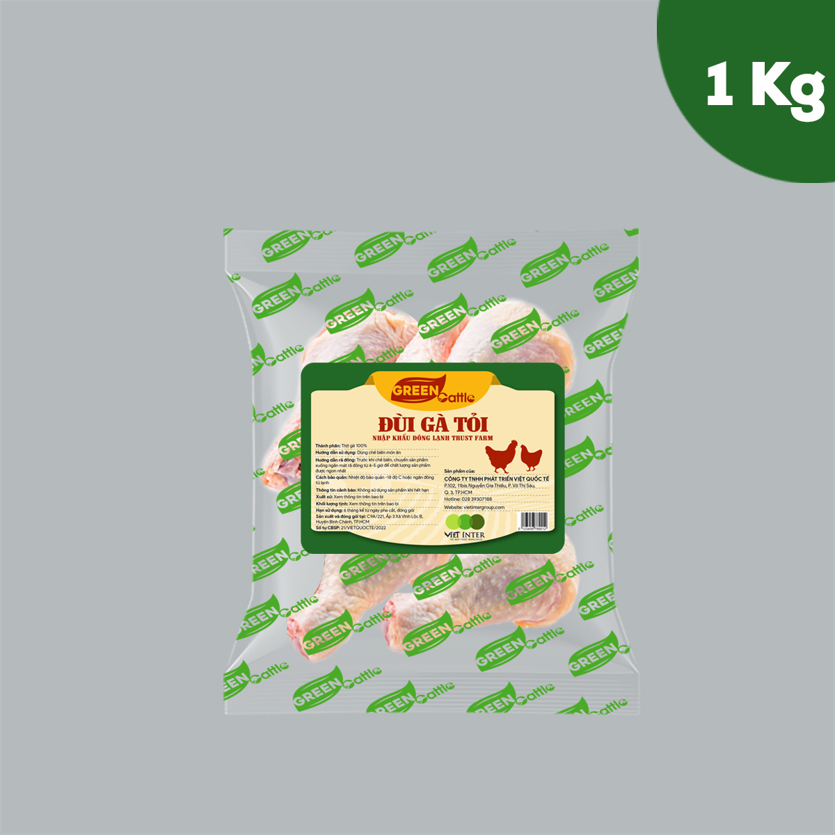Đùi gà tỏi nhập khẩu đông lạnh Green Cattle (túi 1kg - 3kg - 5kg) - Mỹ