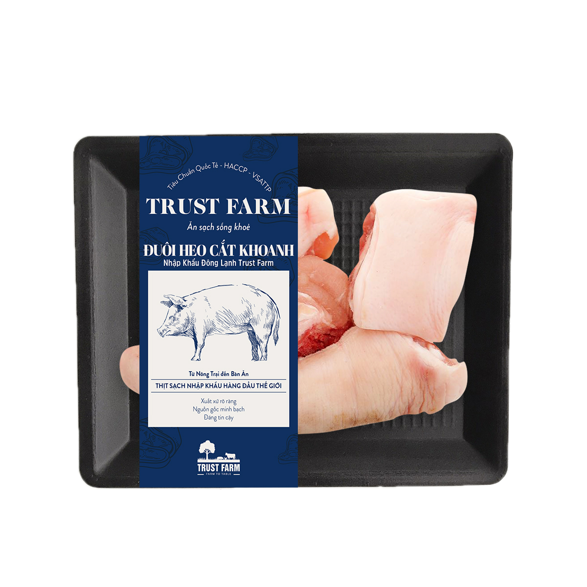Đuôi heo cắt khoanh nhập khẩu đông lạnh Trust Farm (khay 500g) - Ý