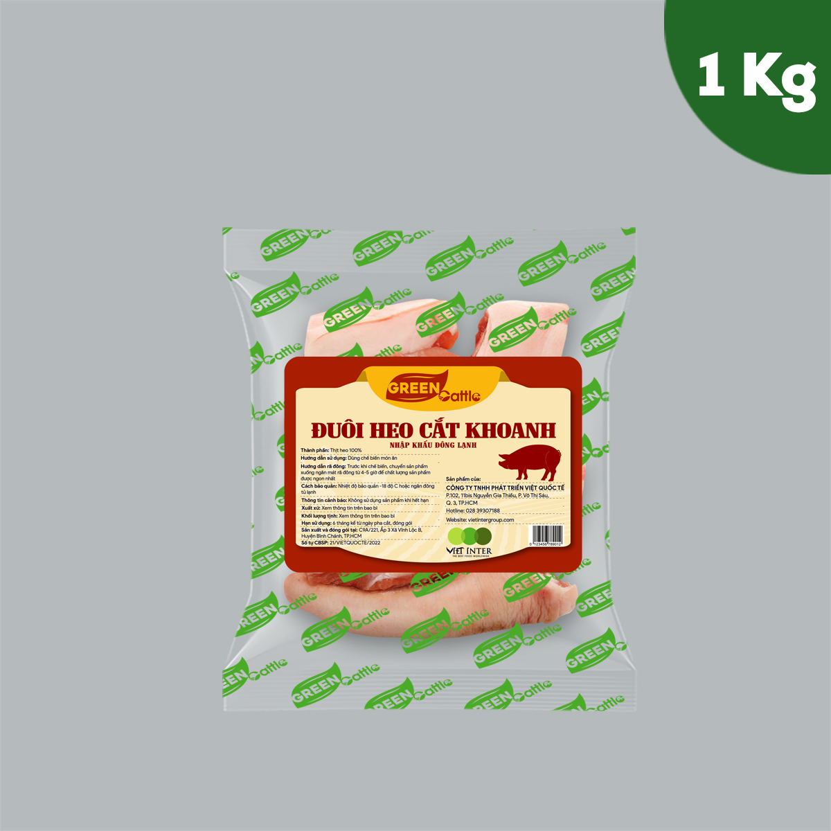 Đuôi heo cắt khoanh nhập khẩu đông lạnh Green Cattle (túi 1kg - 3kg - 5kg) - Ý