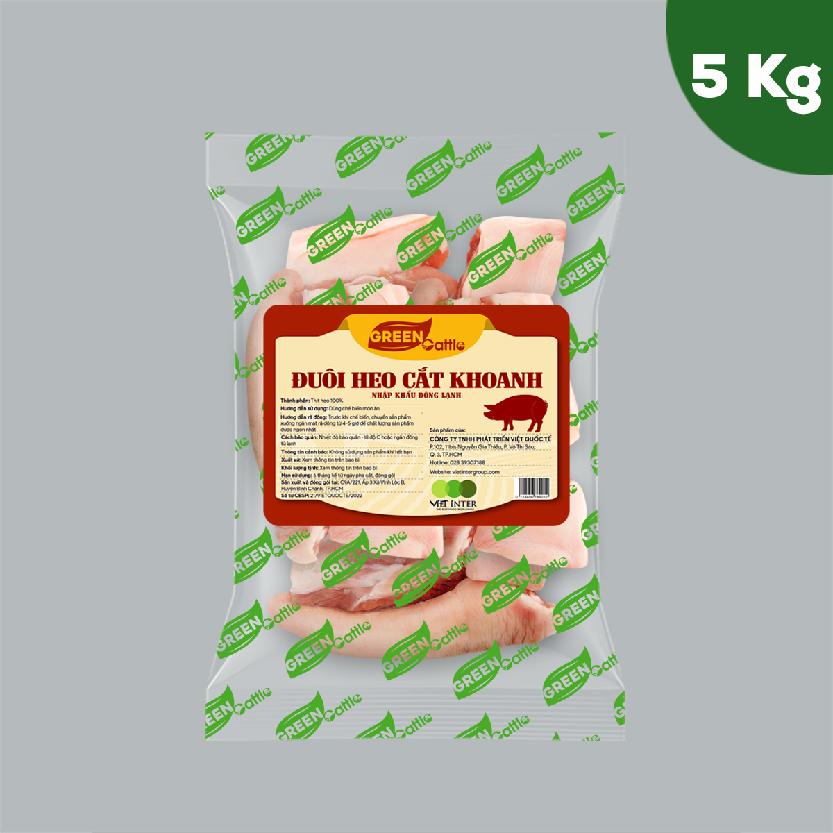 Đuôi heo cắt khoanh nhập khẩu đông lạnh Green Cattle (túi 1kg - 3kg - 5kg) - Ý