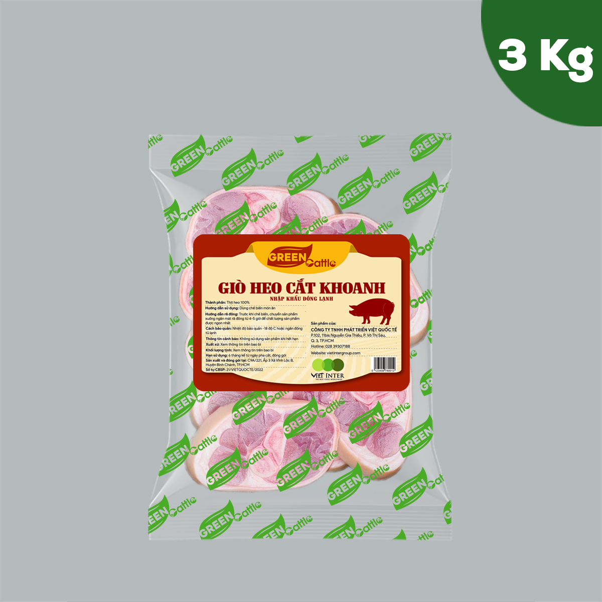 Giò heo cắt khoanh nhập khẩu đông lạnh Green Cattle (túi 1kg - 3kg - 5kg)