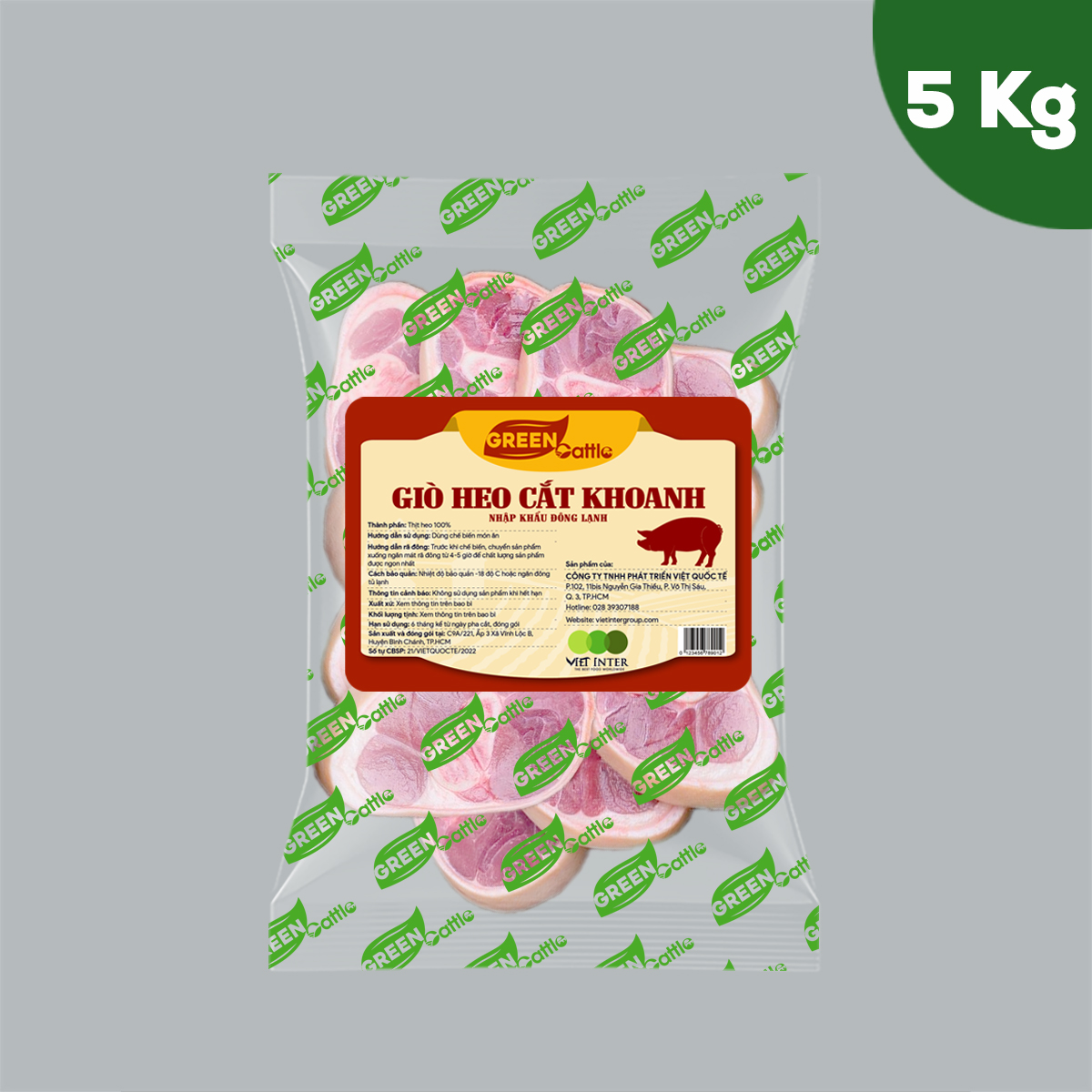 Giò heo cắt khoanh nhập khẩu đông lạnh Green Cattle (túi 1kg - 3kg - 5kg)