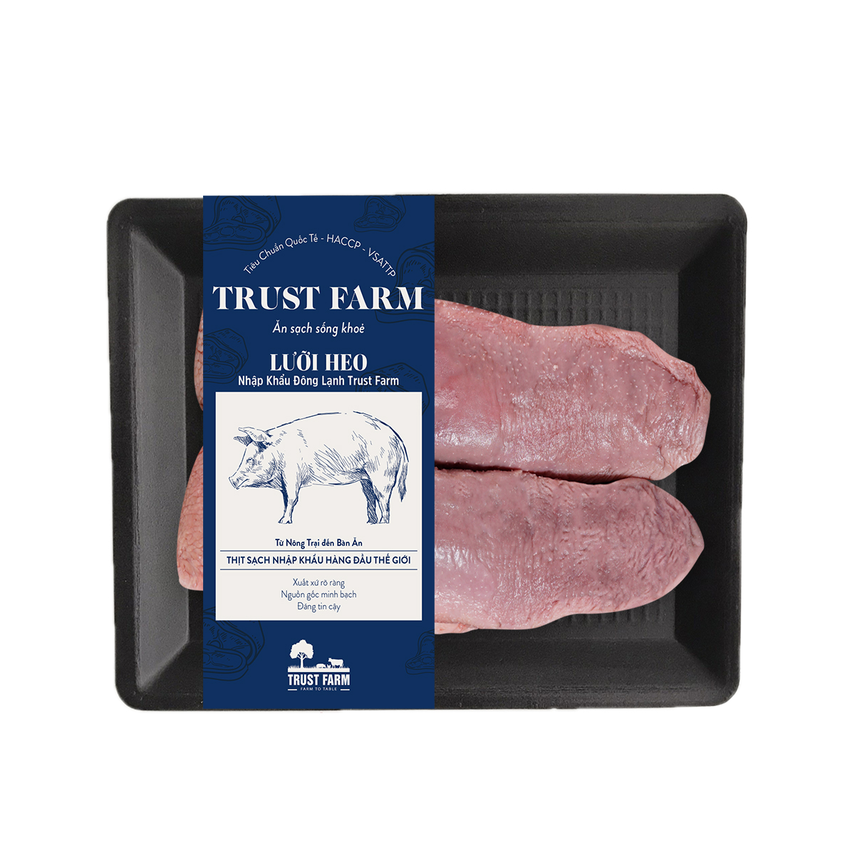 Lưỡi heo nhập khẩu đông lạnh Trust Farm (khay 500g) - Đan mạch