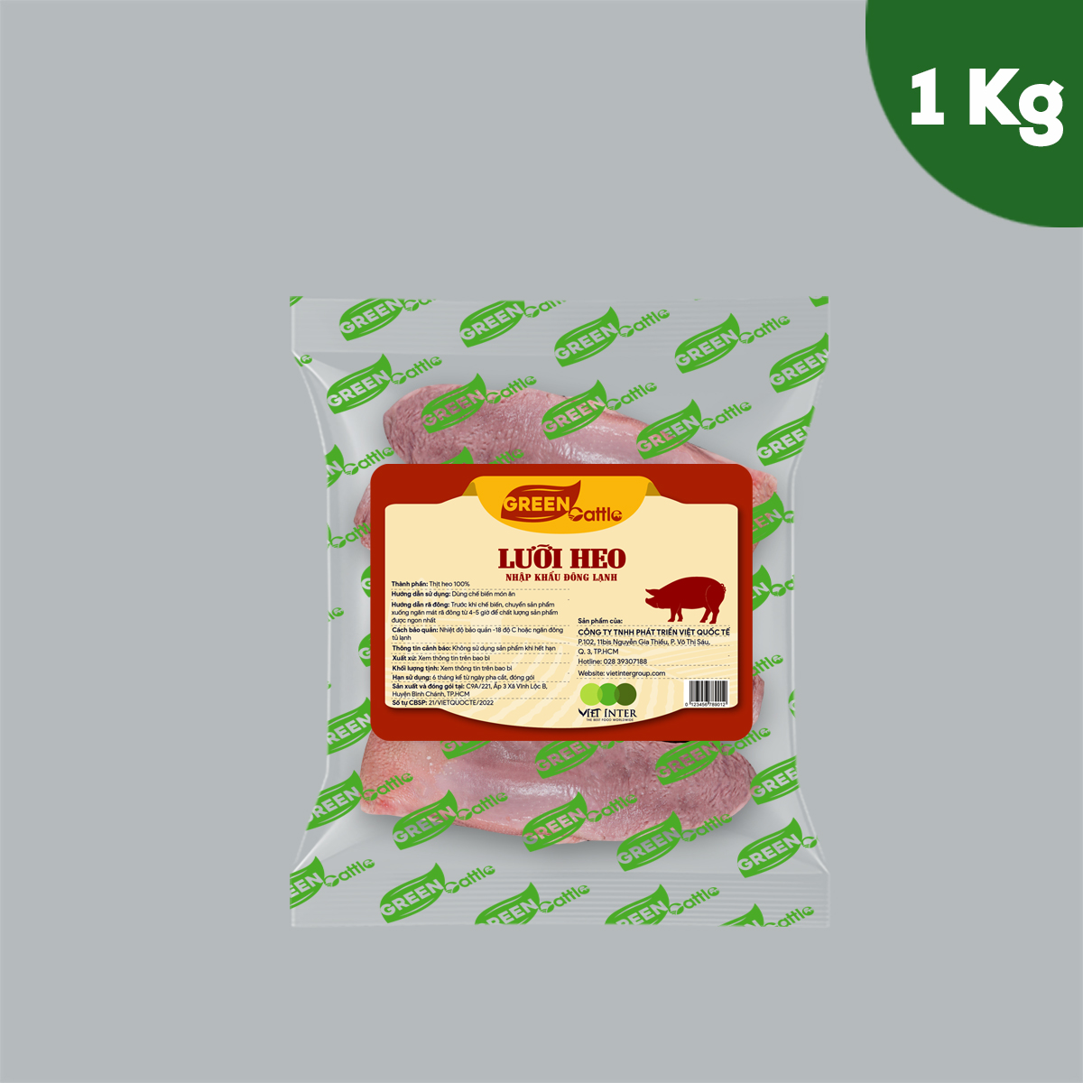 Lưỡi heo nhập khẩu đông lạnh Green Cattle (túi 1kg - 3kg - 5kg) – Đan Mạch