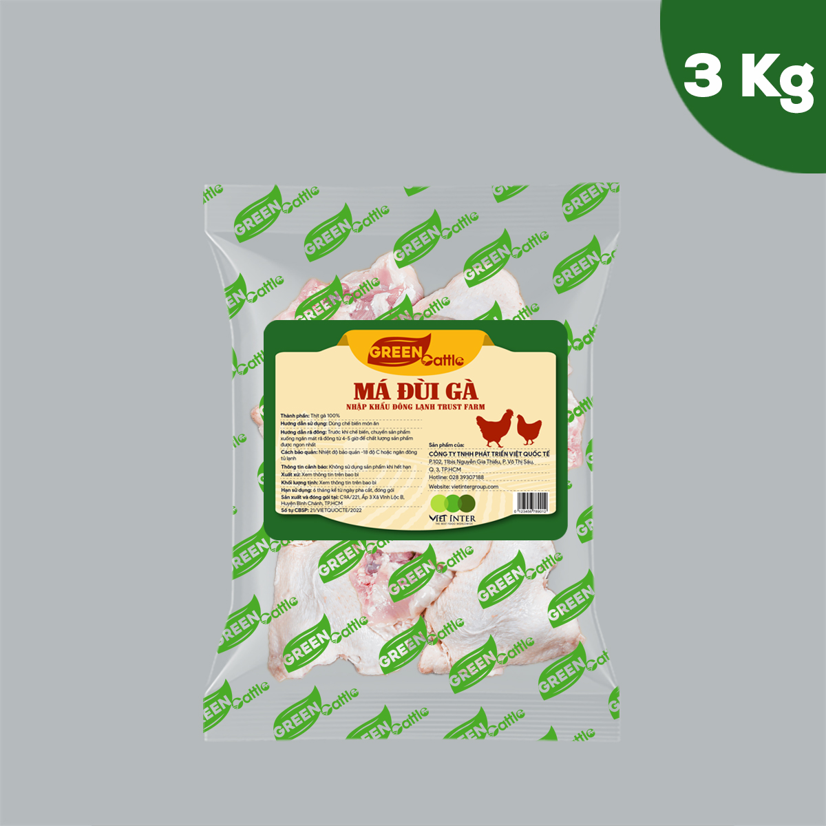 Má đùi gà nhập khẩu đông lạnh Green Cattle (túi 1kg - 3kg - 5kg) - Mỹ