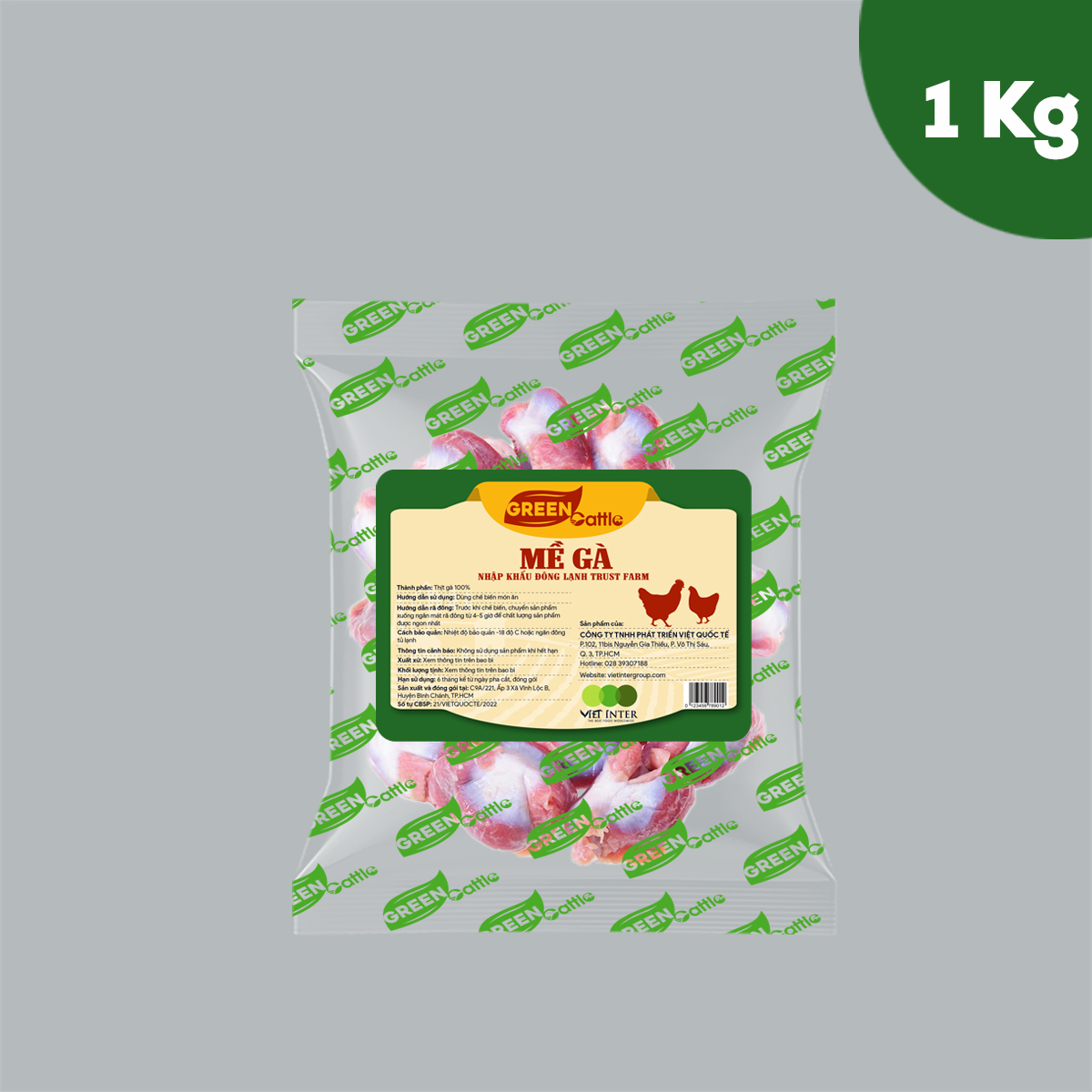 Mề gà nhập khẩu đông lạnh Green Cattle (túi 1kg - 3kg - 5kg)