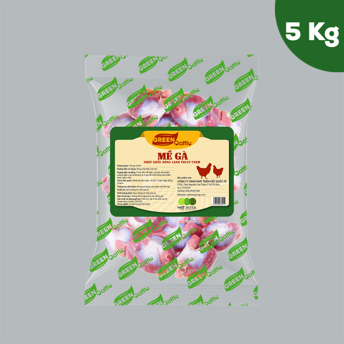 Mề gà nhập khẩu đông lạnh Green Cattle (túi 1kg - 3kg - 5kg)