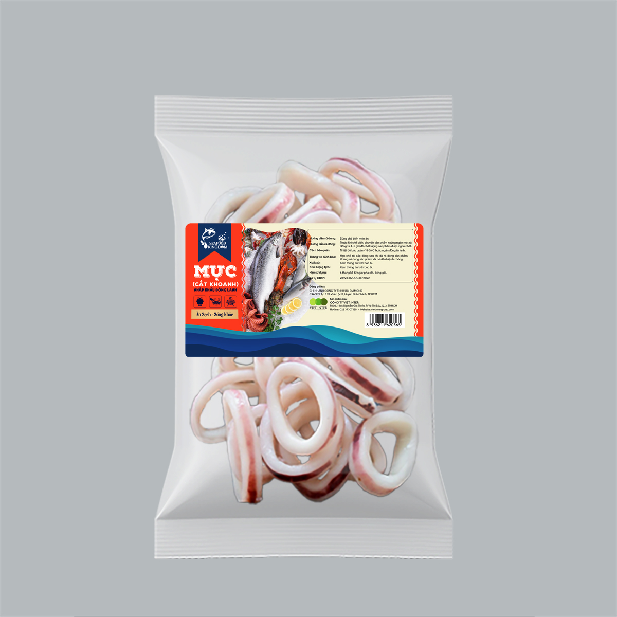 Mực cắt khoanh nhập khẩu đông lạnh Seafood Kingdom (khay 500g) - Trung Quốc