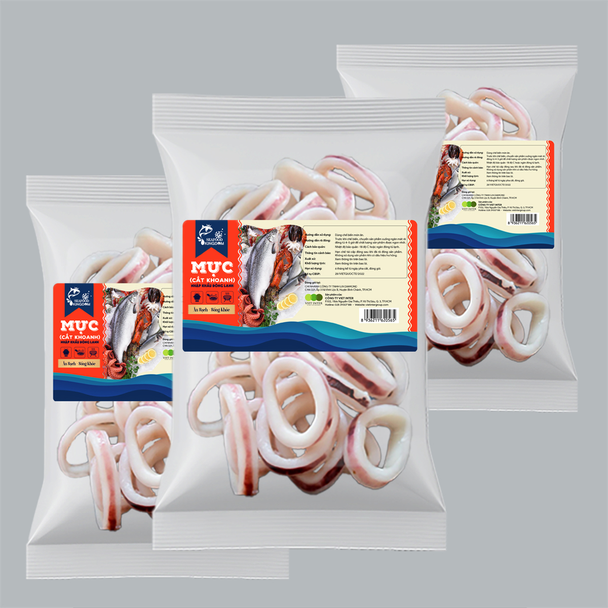 Mực cắt khoanh nhập khẩu đông lạnh Seafood Kingdom (khay 500g) - Trung Quốc