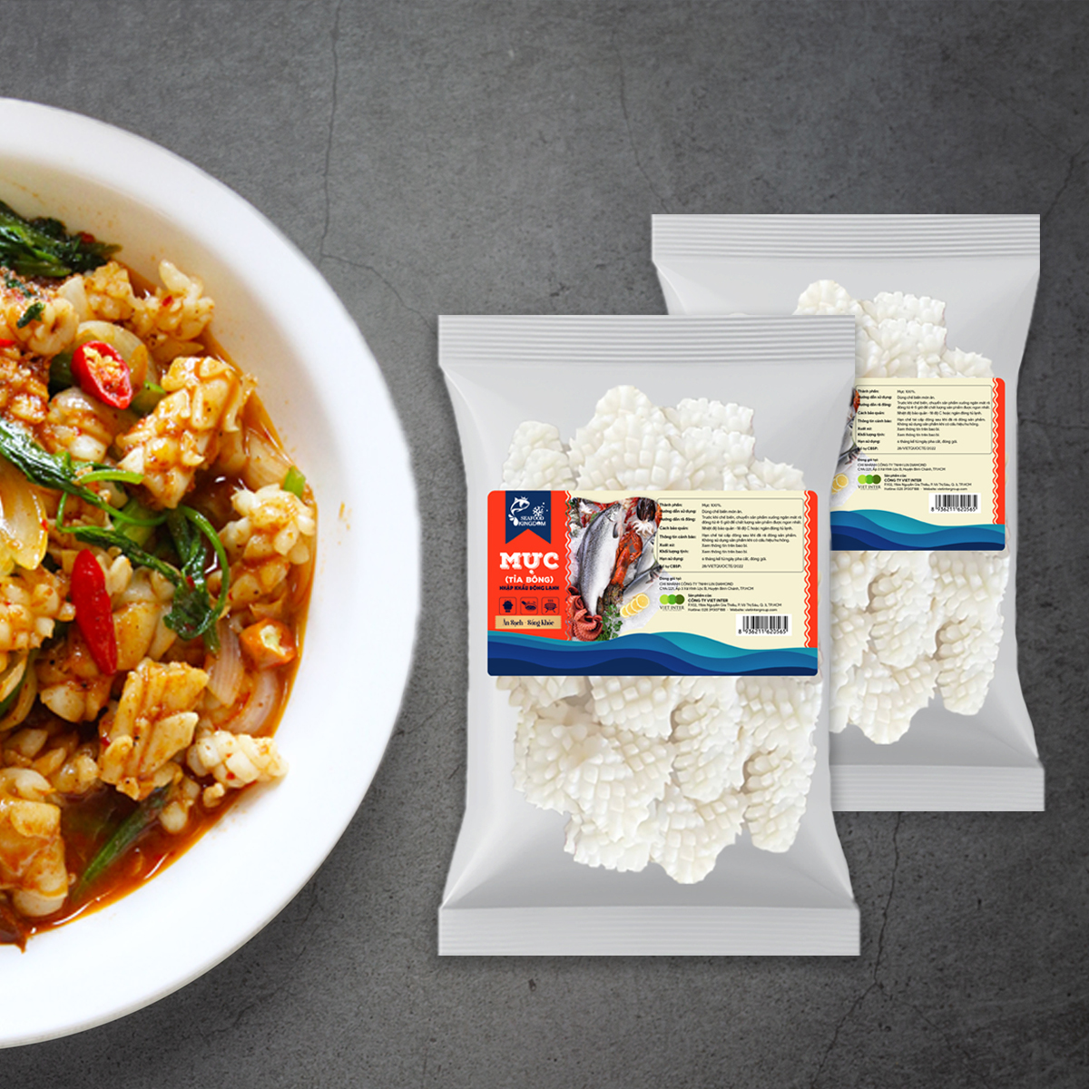 Mực tỉa bông nhập khẩu đông lạnh Seafood Kingdom (khay 500g) - Trung quốc