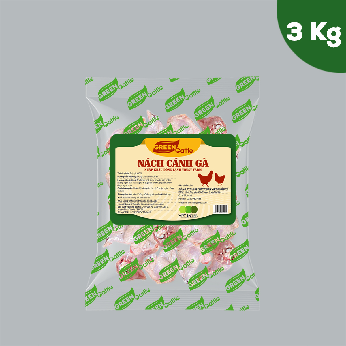 Nách cánh gà nhập khẩu đông lạnh Green Cattle (túi 1kg - 3kg - 5kg) - Brazil