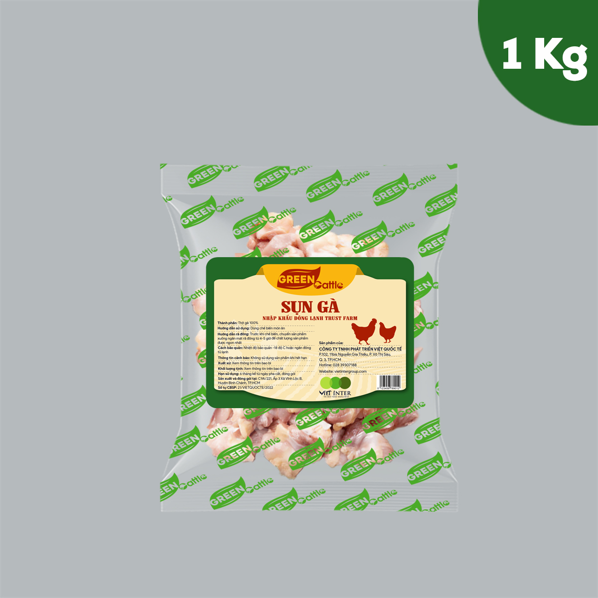 Sụn gà nhập khẩu đông lạnh Green Cattle (túi 1kg - 3kg - 5kg) - Brazil