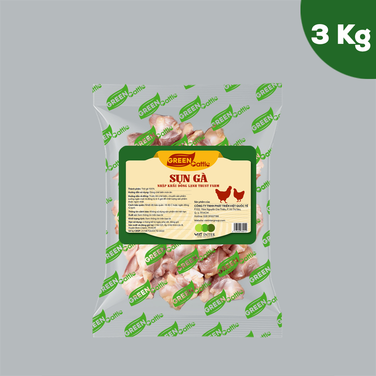 Sụn gà nhập khẩu đông lạnh Green Cattle (túi 1kg - 3kg - 5kg) - Brazil