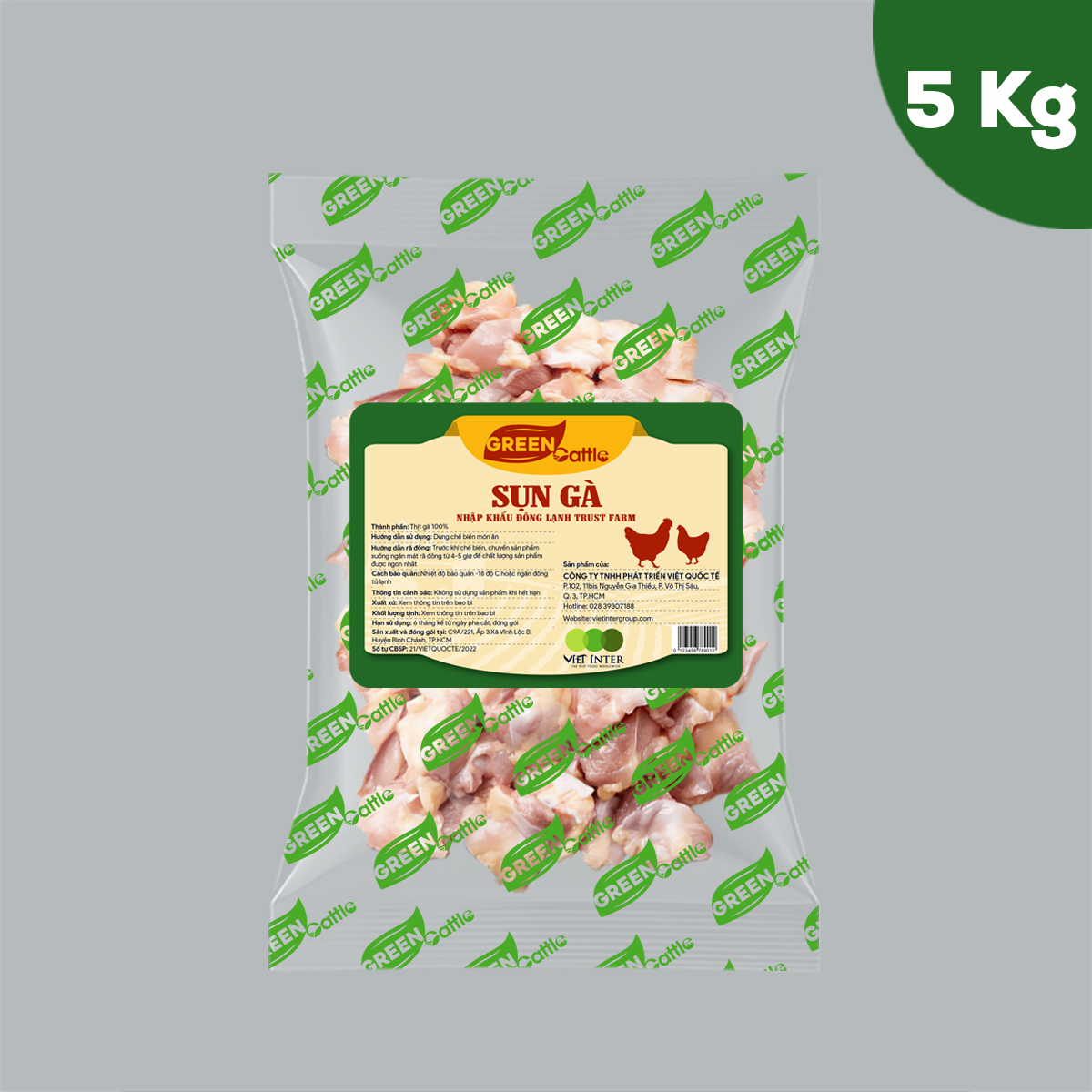 Sụn gà nhập khẩu đông lạnh Green Cattle (túi 1kg - 3kg - 5kg) - Brazil