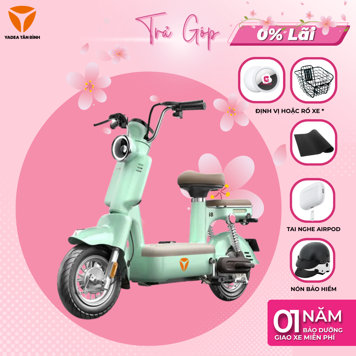 Xe Máy Điện YADEA I8- 70KM 1 Lần Sạc
