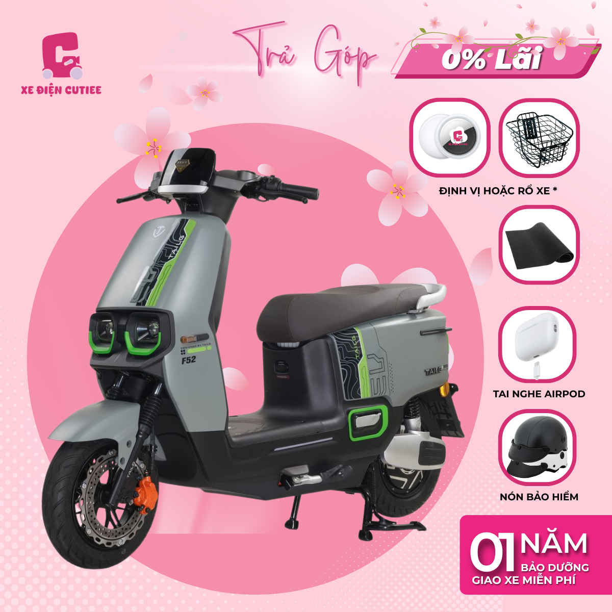 Xe Máy Điện Tailg Power F52 6 bình 22.3Ah 100km/1 Lần Sạc