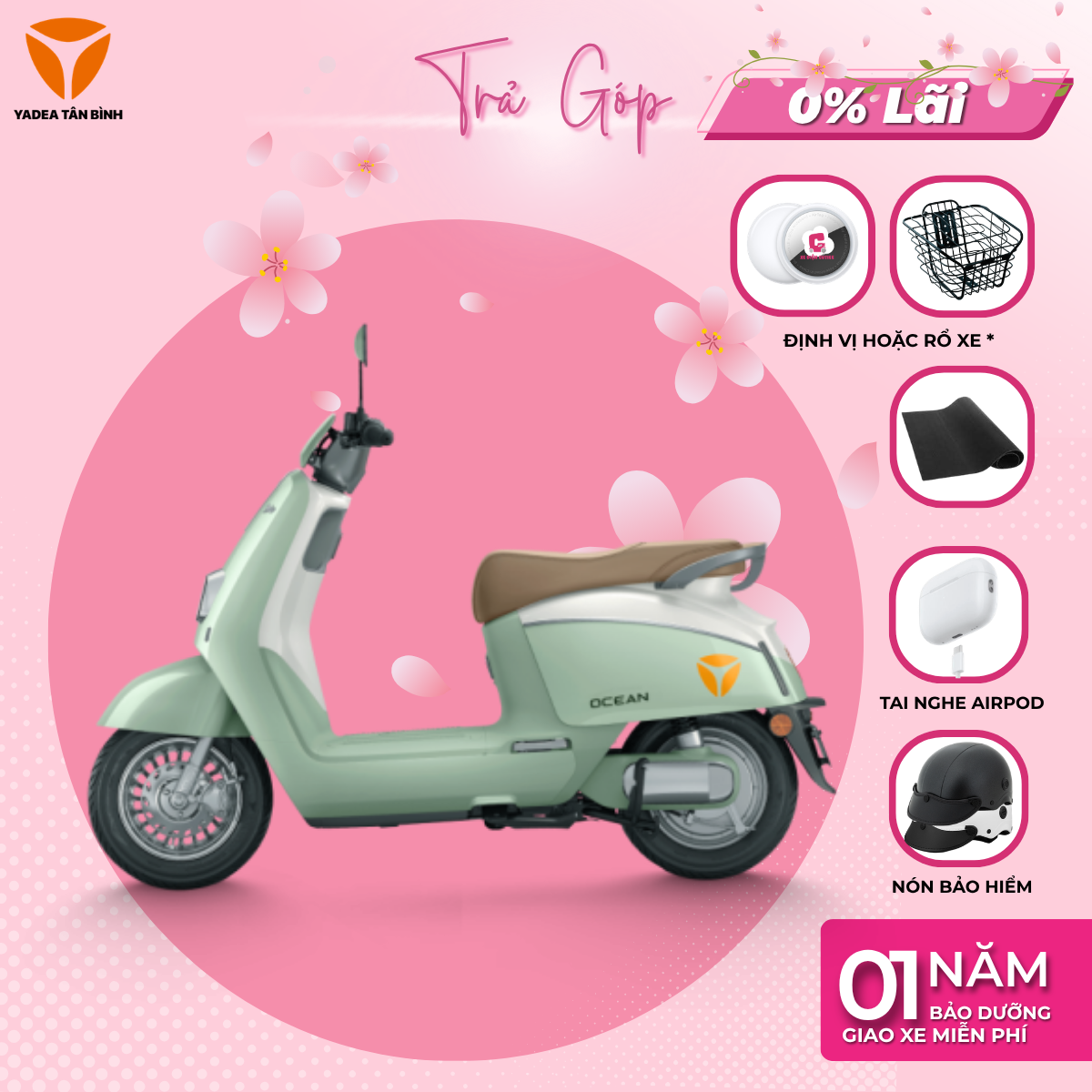 Xe Máy Điện YADEA OCEAN - 80KM 1 Lần Sạc