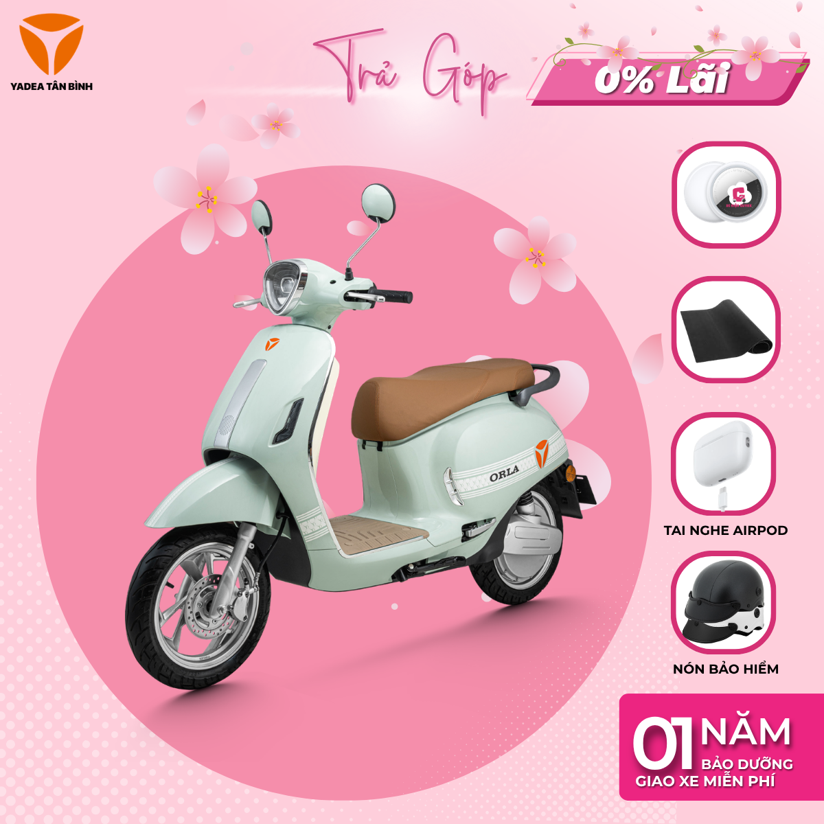 Xe Máy Điện YADEA ORLA - 65KM 1 Lần Sạc