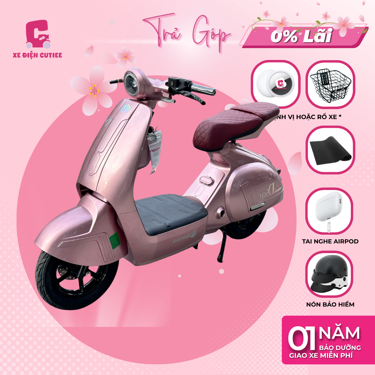 Xe Điện V3 946 Vespa Dior Full VAT Đăng Kiểm - Có Bàn Đạp 240W
