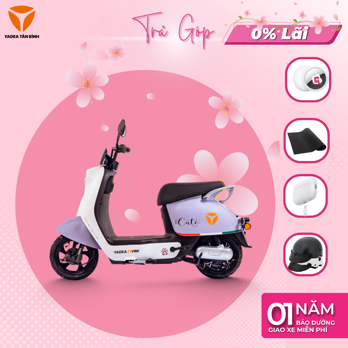 Xe Máy Điện YADEA ICUTE - 80KM 1 Lần Sạc