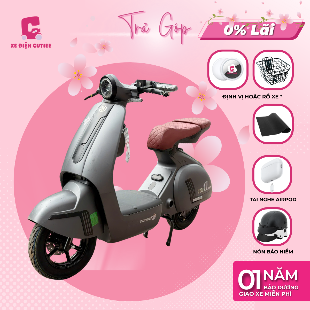 Xe Điện V3 946 Vespa Dior Full VAT Đăng Kiểm - Có Bàn Đạp 240W